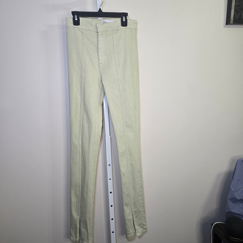 ZARA Women Beige High Waisted Split‎ Hem Skinny Pants Size 2